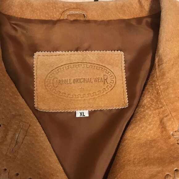 Carroll original wear leather tassel fringe western rodeo jacket coat Y2K M fall - Picture 8 of 14